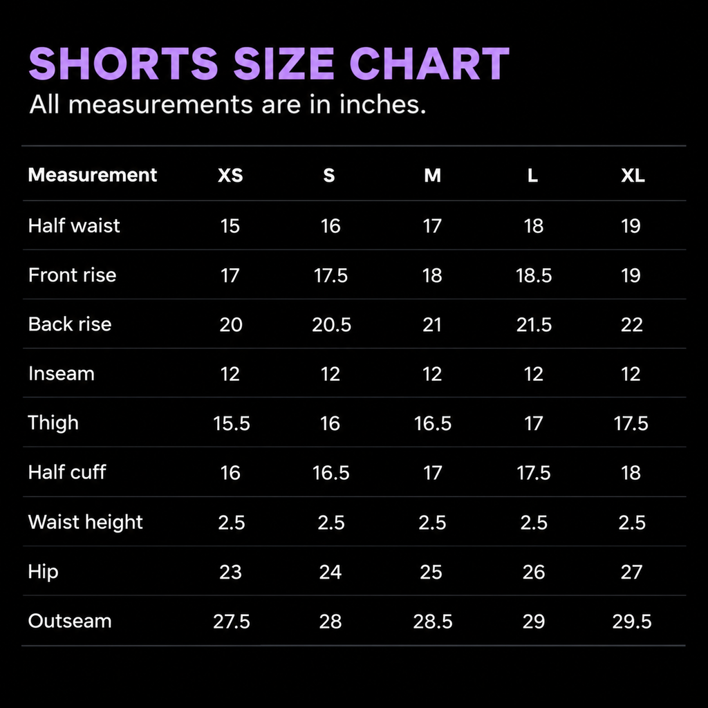 SadStory shorts size chart